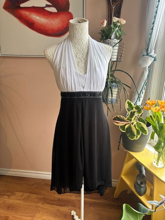 Vintage Dresses & Skirts - Black and White y2k Halter Dress